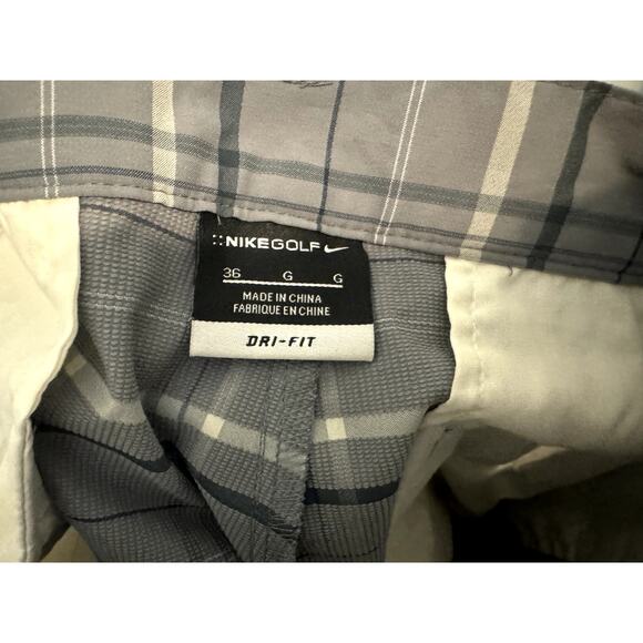 Nike Golf Dri-Fit Grey Plaid Size 36 Excellent condition - Picture 5 of 6